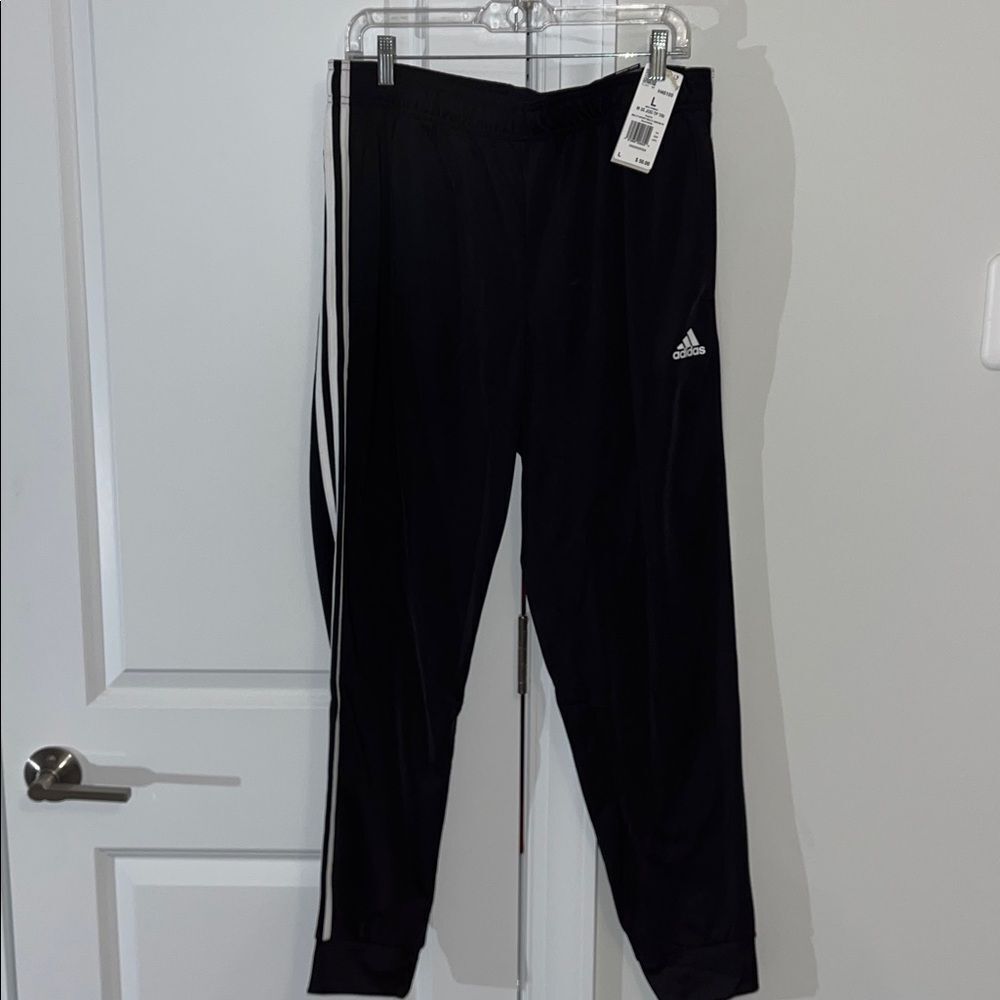 New NWT Black adidas tri tapered leg cuffed sweatpant jogger jog pants men’s gym